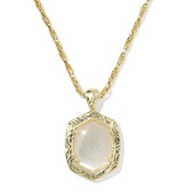 KENDRA SCOTT DESIGN Tiger Striped Daphne Gold Small Long Pendant Necklace in Natural Mother-of-Pearl