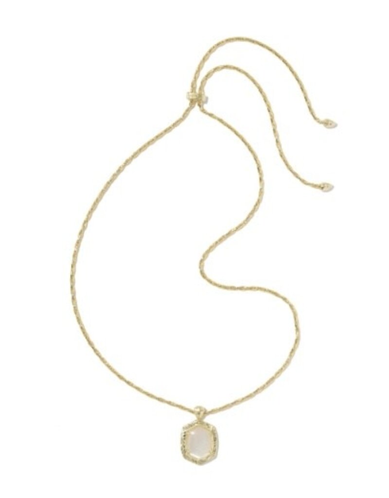 KENDRA SCOTT DESIGN Tiger Striped Daphne Gold Small Long Pendant Necklace in Natural Mother-of-Pearl