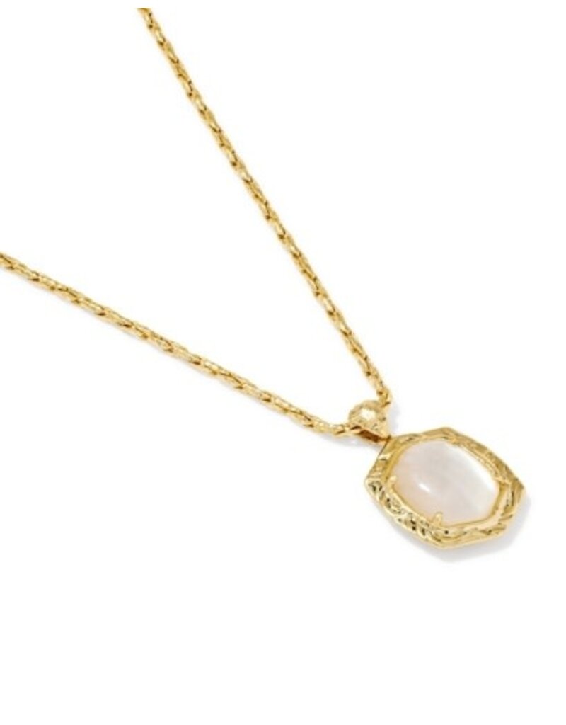 KENDRA SCOTT DESIGN Tiger Striped Daphne Gold Small Long Pendant Necklace in Natural Mother-of-Pearl