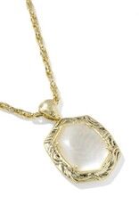 KENDRA SCOTT DESIGN Tiger Striped Daphne Gold Small Long Pendant Necklace in Natural Mother-of-Pearl