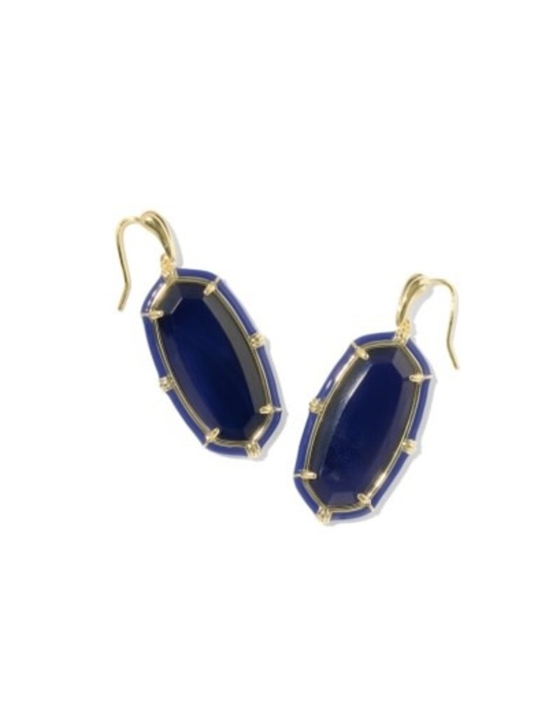KENDRA SCOTT DESIGN Elle Gold Enamel Drop Earrings in Navy Mother-of-Pearl