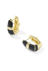 KENDRA SCOTT DESIGN Courtney Gold Enamel Huggie Earrings in Black Enamel