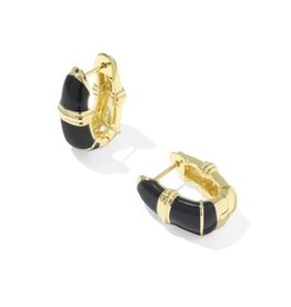 KENDRA SCOTT DESIGN Courtney Gold Enamel Huggie Earrings in Black Enamel