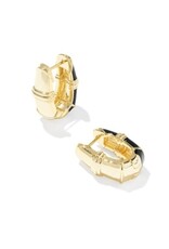 KENDRA SCOTT DESIGN Courtney Gold Enamel Huggie Earrings in Black Enamel