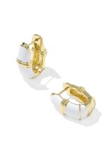 KENDRA SCOTT DESIGN Courtney Gold Enamel Huggie Earrings in White Enamel