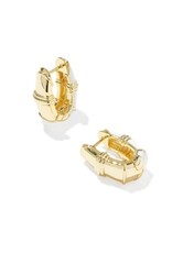 KENDRA SCOTT DESIGN Courtney Gold Enamel Huggie Earrings in White Enamel