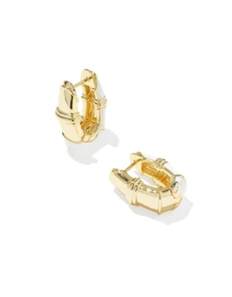 KENDRA SCOTT DESIGN Courtney Gold Enamel Huggie Earrings in White Enamel