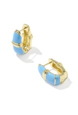 KENDRA SCOTT DESIGN Courtney Gold Enamel Huggie Earrings in Light Blue Enamel