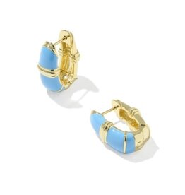 KENDRA SCOTT DESIGN Courtney Gold Enamel Huggie Earrings in Light Blue Enamel
