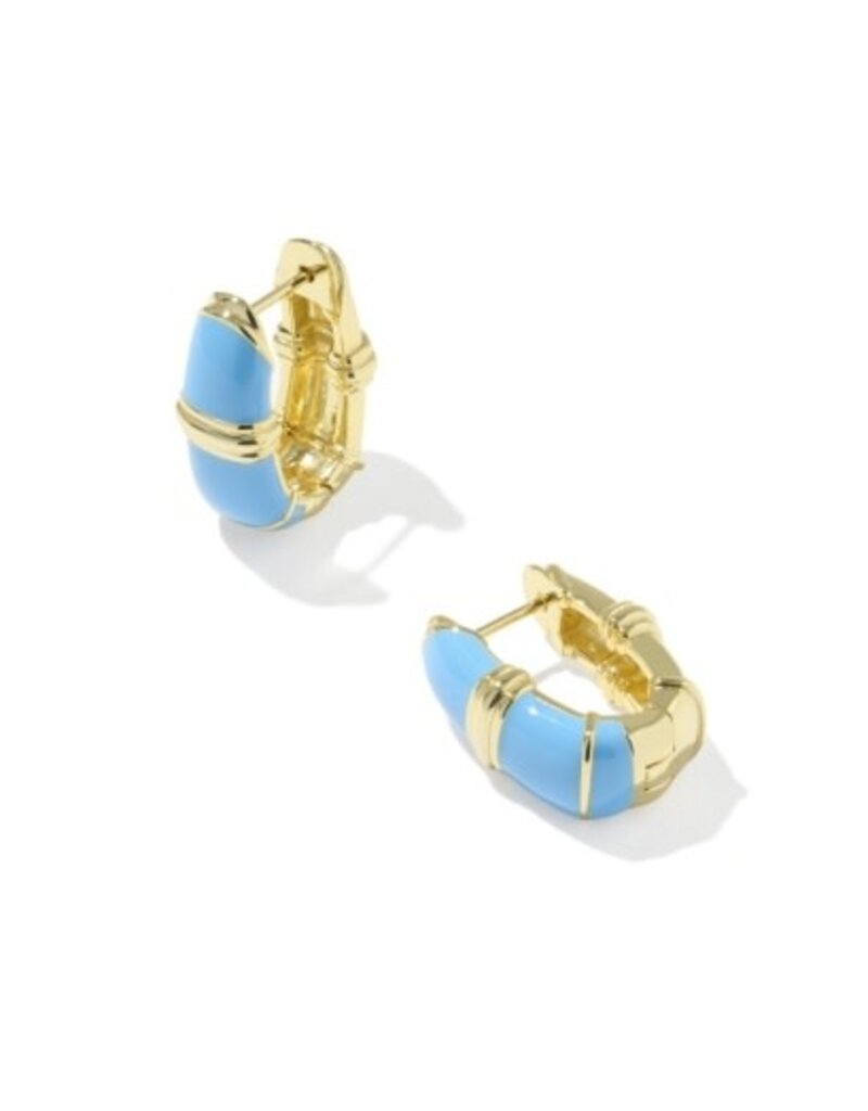 KENDRA SCOTT DESIGN Courtney Gold Enamel Huggie Earrings in Light Blue Enamel