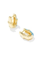 KENDRA SCOTT DESIGN Courtney Gold Enamel Huggie Earrings in Light Blue Enamel