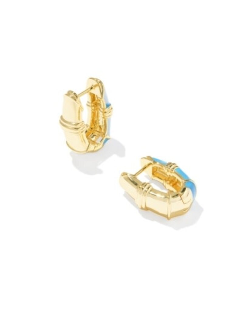 KENDRA SCOTT DESIGN Courtney Gold Enamel Huggie Earrings in Light Blue Enamel