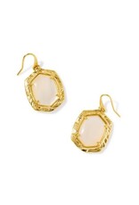 KENDRA SCOTT DESIGN Tiger Striped Daphne Gold Drop Earrings in Natural Mother-of-Pearl