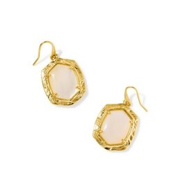 KENDRA SCOTT DESIGN Tiger Striped Daphne Gold Drop Earrings in Natural Mother-of-Pearl