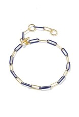 KENDRA SCOTT DESIGN Courtney Gold Enamel Link and Chain Bracelet in Dark Blue Enamel