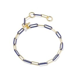 KENDRA SCOTT DESIGN Courtney Gold Enamel Link and Chain Bracelet in Dark Blue Enamel