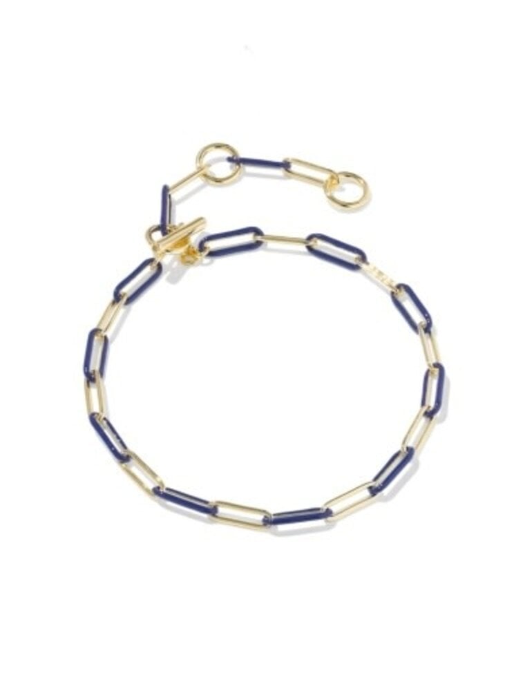 KENDRA SCOTT DESIGN Courtney Gold Enamel Link and Chain Bracelet in Dark Blue Enamel