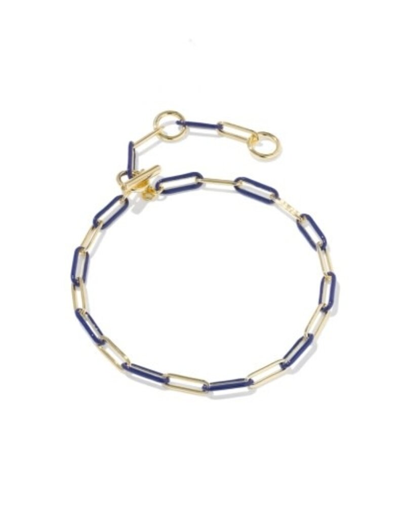 KENDRA SCOTT DESIGN Courtney Gold Enamel Link and Chain Bracelet in Dark Blue Enamel