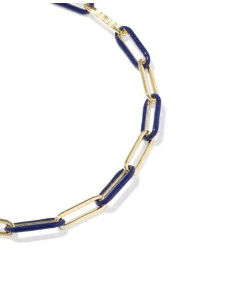 KENDRA SCOTT DESIGN Courtney Gold Enamel Link and Chain Bracelet in Dark Blue Enamel