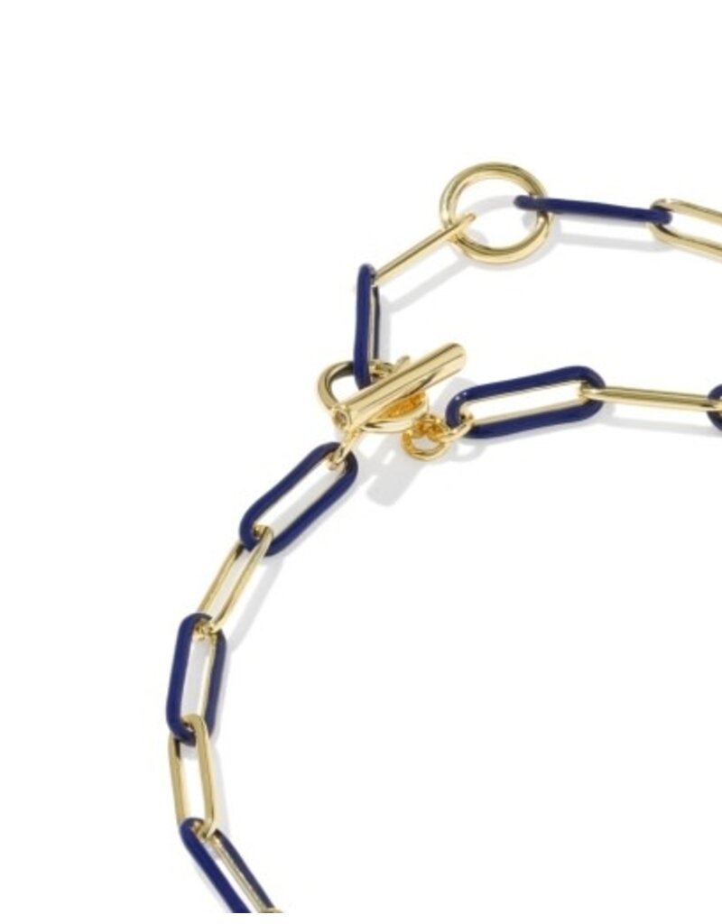 KENDRA SCOTT DESIGN Courtney Gold Enamel Link and Chain Bracelet in Dark Blue Enamel