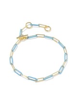 KENDRA SCOTT DESIGN Courtney Gold Enamel Link and Chain Bracelet in Light Blue Enamel