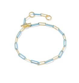 KENDRA SCOTT DESIGN Courtney Gold Enamel Link and Chain Bracelet in Light Blue Enamel