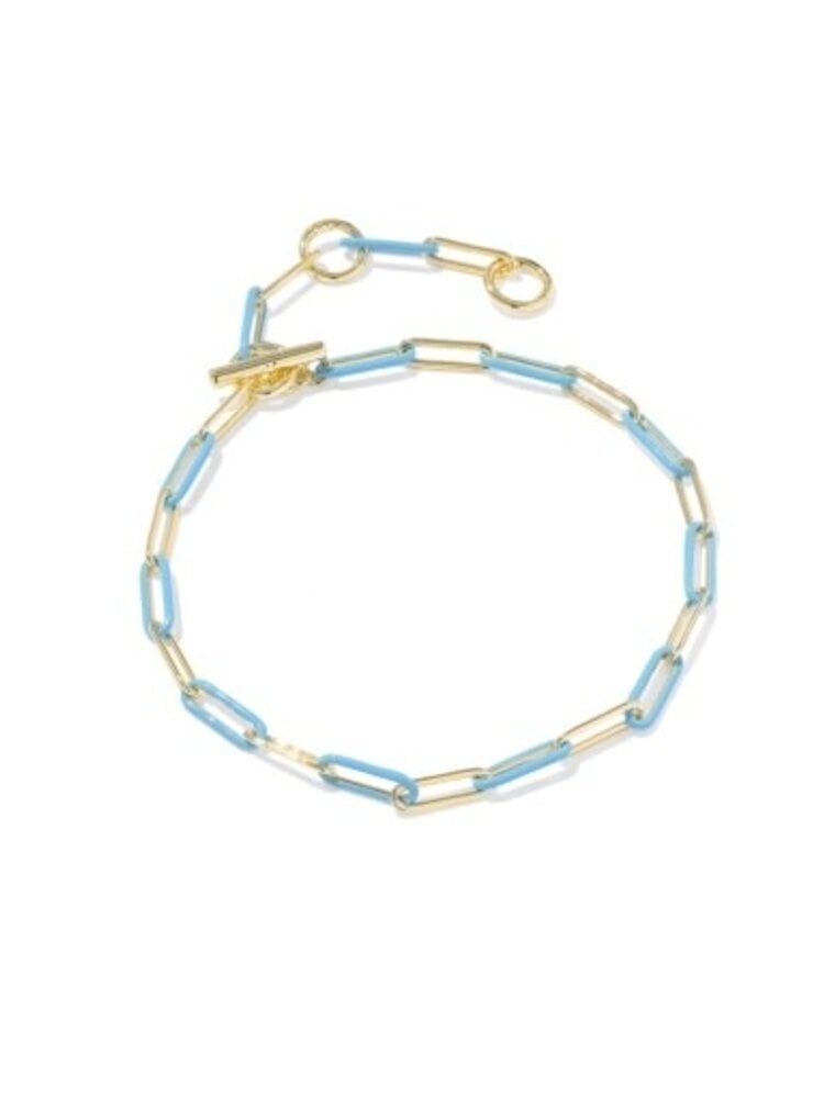 KENDRA SCOTT DESIGN Courtney Gold Enamel Link and Chain Bracelet in Light Blue Enamel