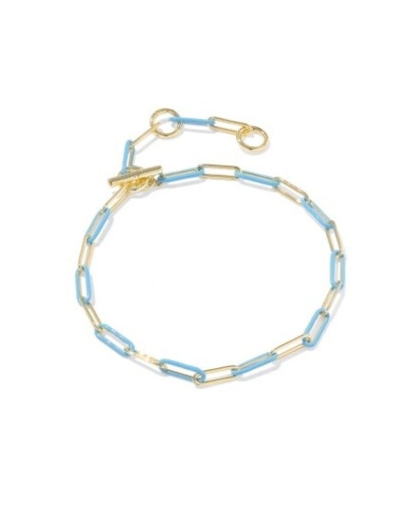 KENDRA SCOTT DESIGN Courtney Gold Enamel Link and Chain Bracelet in Light Blue Enamel