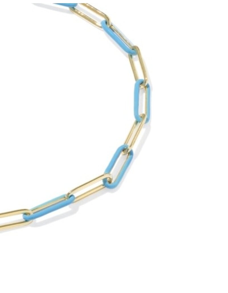KENDRA SCOTT DESIGN Courtney Gold Enamel Link and Chain Bracelet in Light Blue Enamel