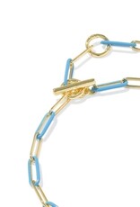 KENDRA SCOTT DESIGN Courtney Gold Enamel Link and Chain Bracelet in Light Blue Enamel