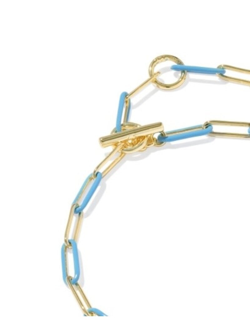 KENDRA SCOTT DESIGN Courtney Gold Enamel Link and Chain Bracelet in Light Blue Enamel