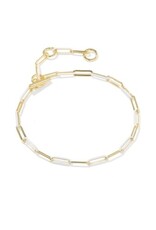 KENDRA SCOTT DESIGN Courtney Gold Enamel Link and Chain Bracelet in White Enamel