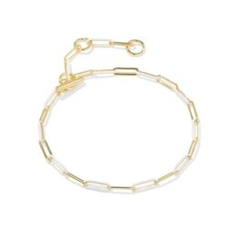 KENDRA SCOTT DESIGN Courtney Gold Enamel Link and Chain Bracelet in White Enamel