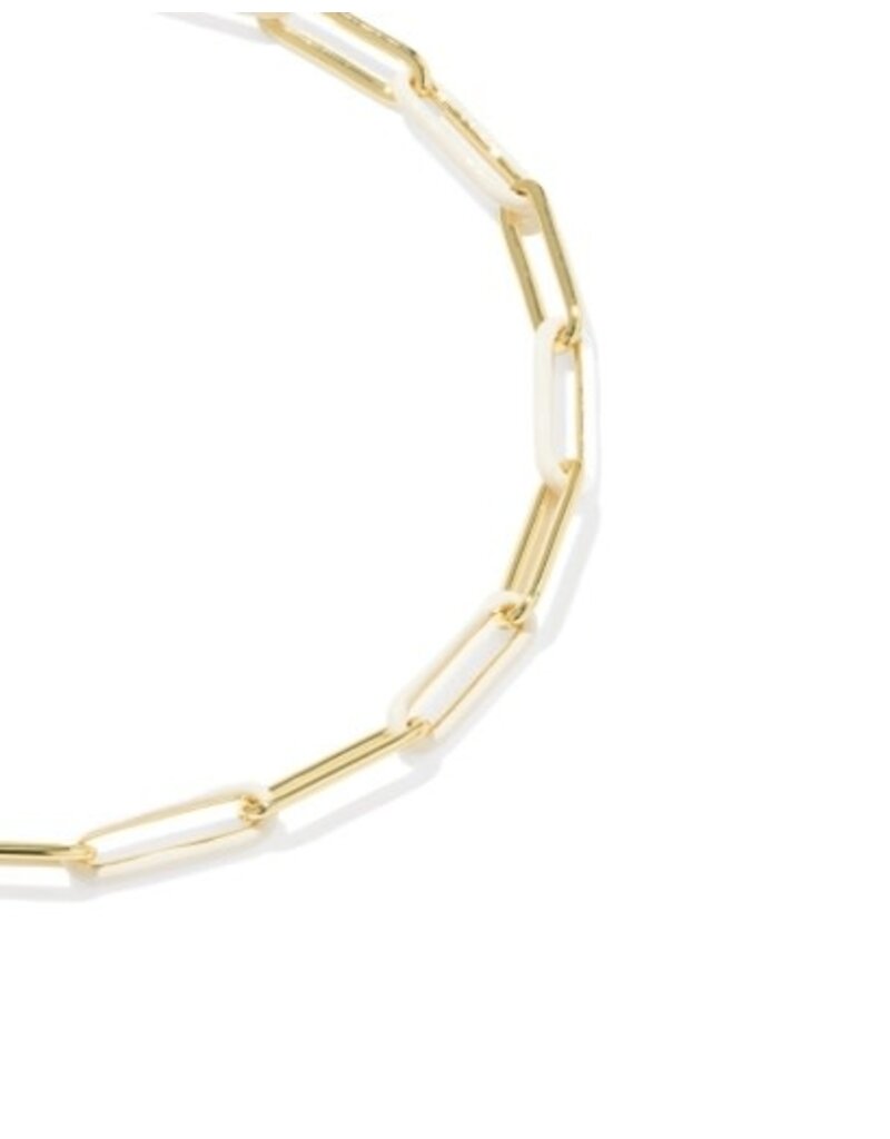 KENDRA SCOTT DESIGN Courtney Gold Enamel Link and Chain Bracelet in White Enamel