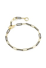 KENDRA SCOTT DESIGN Courtney Gold Enamel Link and Chain Bracelet in Black Enamel