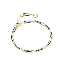 KENDRA SCOTT DESIGN Courtney Gold Enamel Link and Chain Bracelet in Black Enamel