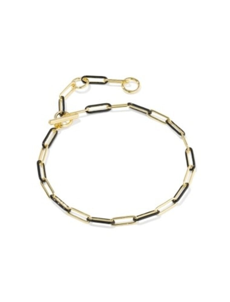 KENDRA SCOTT DESIGN Courtney Gold Enamel Link and Chain Bracelet in Black Enamel