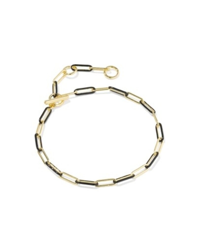 KENDRA SCOTT DESIGN Courtney Gold Enamel Link and Chain Bracelet in Black Enamel