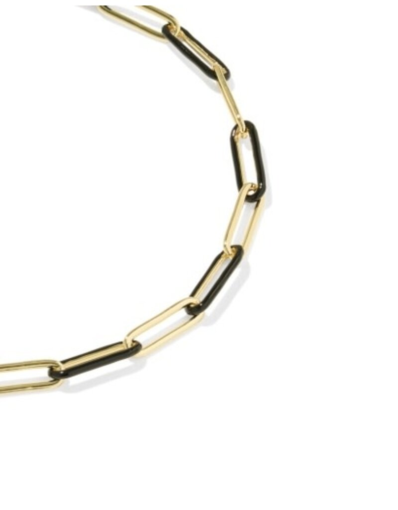 KENDRA SCOTT DESIGN Courtney Gold Enamel Link and Chain Bracelet in Black Enamel