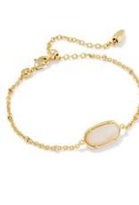 KENDRA SCOTT DESIGN Tiger Striped Elaina Gold Delicate Chain Bracelet in Natural Mother-of-Pearl