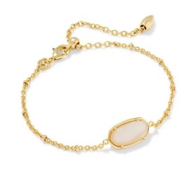 KENDRA SCOTT DESIGN Tiger Striped Elaina Gold Delicate Chain Bracelet in Natural Mother-of-Pearl