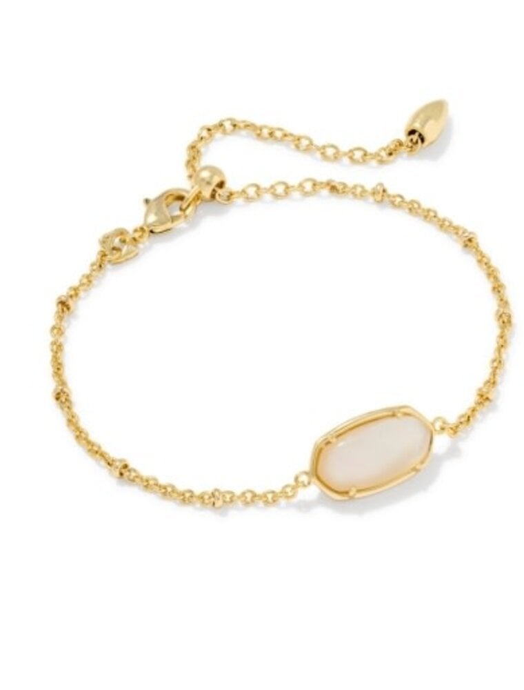 KENDRA SCOTT DESIGN Tiger Striped Elaina Gold Delicate Chain Bracelet in Natural Mother-of-Pearl