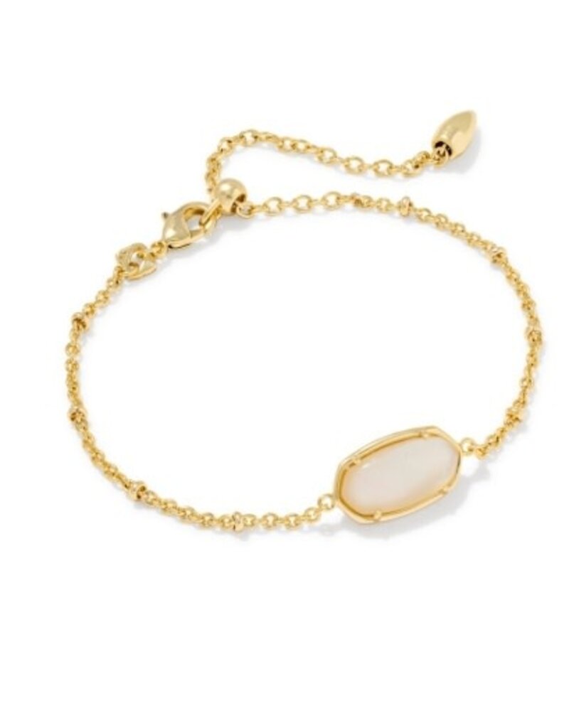 KENDRA SCOTT DESIGN Tiger Striped Elaina Gold Delicate Chain Bracelet in Natural Mother-of-Pearl
