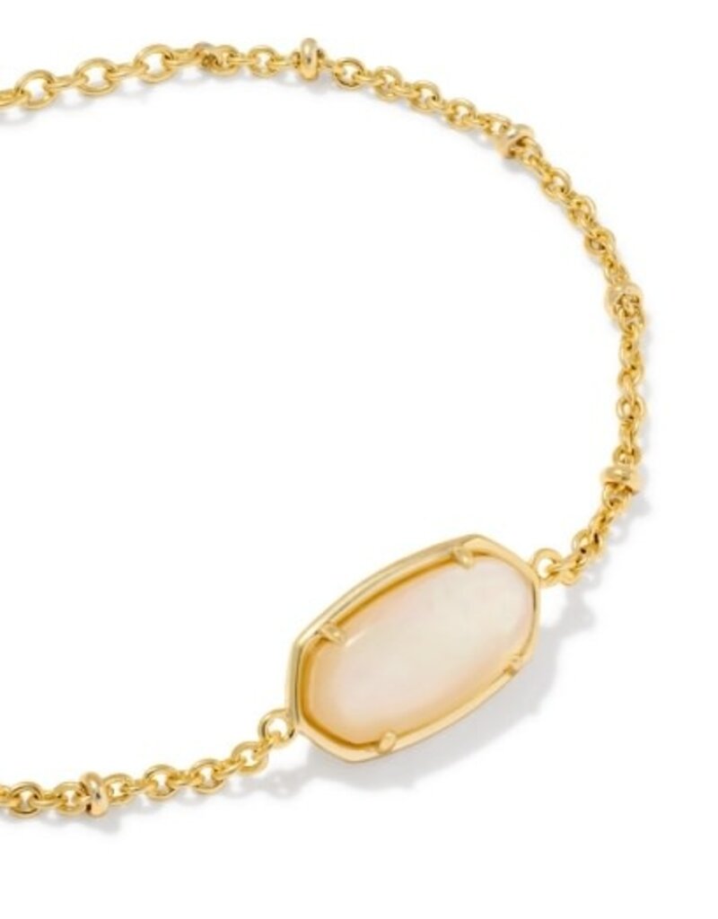 KENDRA SCOTT DESIGN Tiger Striped Elaina Gold Delicate Chain Bracelet in Natural Mother-of-Pearl