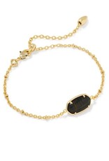 KENDRA SCOTT DESIGN Tiger Striped Elaina Gold Delicate Chain Bracelet in Dark Brown Hawk's Eye