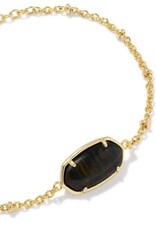 KENDRA SCOTT DESIGN Tiger Striped Elaina Gold Delicate Chain Bracelet in Dark Brown Hawk's Eye