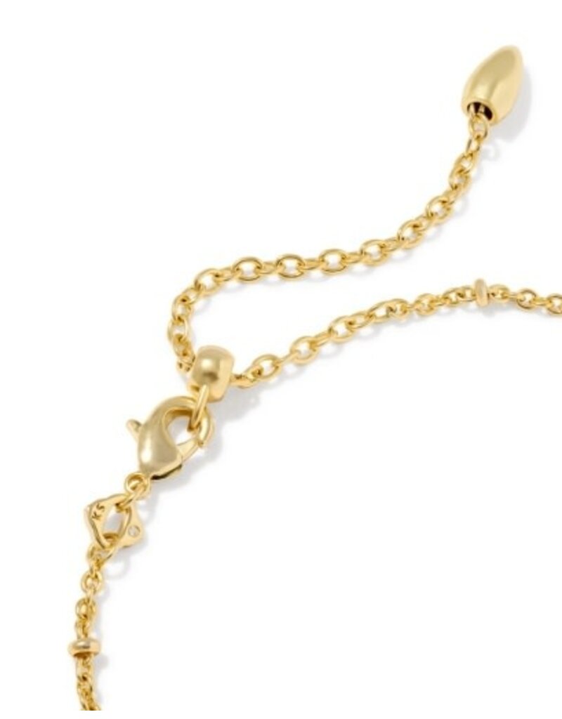 KENDRA SCOTT DESIGN Tiger Striped Elaina Gold Delicate Chain Bracelet in Dark Brown Hawk's Eye