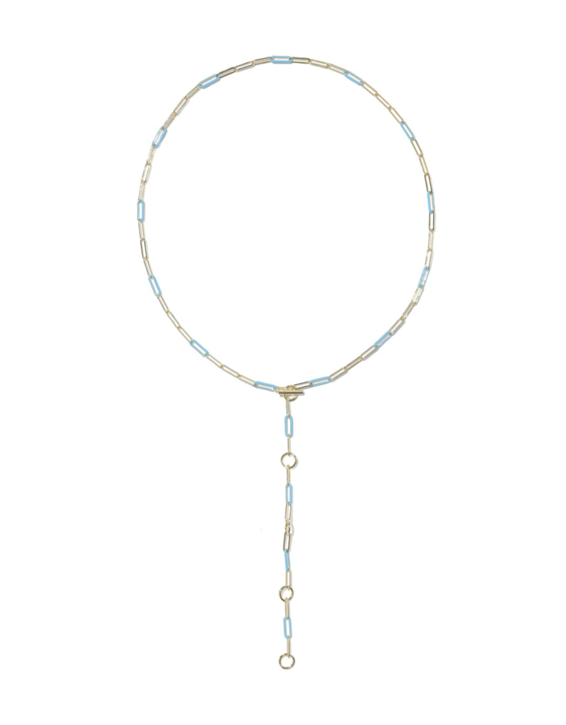 KENDRA SCOTT DESIGN Courtney Gold Enamel Link and Chain Necklace in Light Blue Enamel