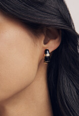 KENDRA SCOTT DESIGN Courtney Gold Enamel Huggie Earrings in Black Enamel