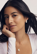 KENDRA SCOTT DESIGN Courtney Gold Enamel Huggie Earrings in White Enamel